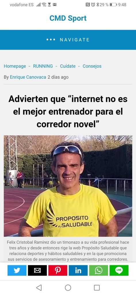 Titular de mi entrevista en CMD Sport